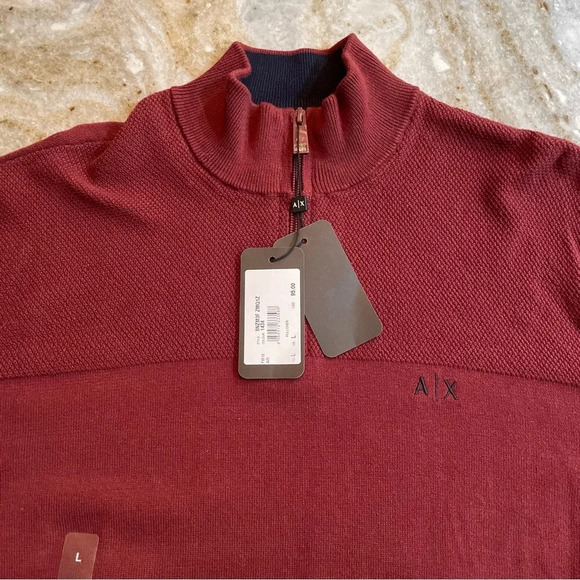NWT Armani Exchange Cotton Burgundy Pullover Sweater Men’s Large - Picture 2 of 9